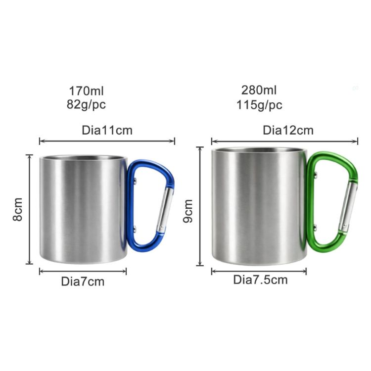 Picture of 170ML/280ML Stainless Steel Insulated Travel Mug with Carabiner Handle