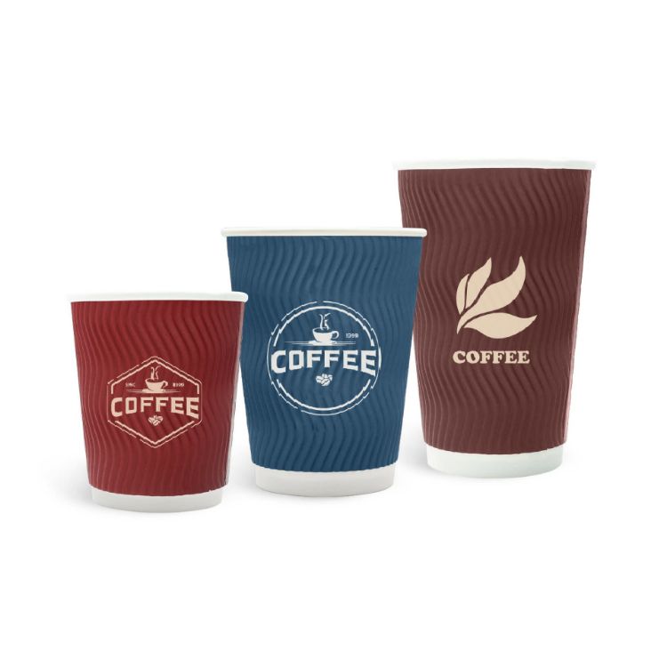 Picture of PLA Double Wall Corrugated Compostable Paper Cups