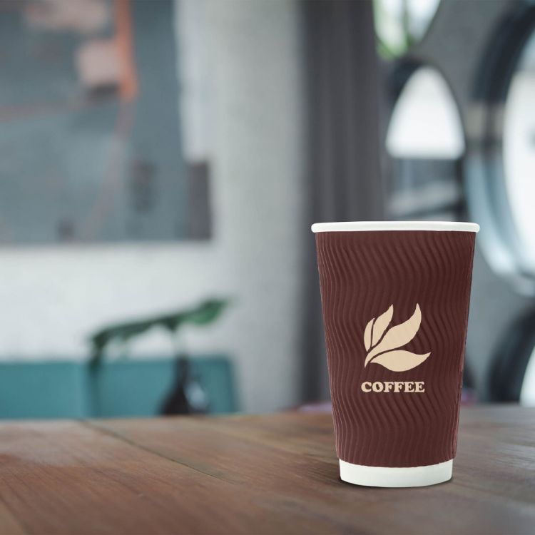 Picture of PLA Double Wall Corrugated Compostable Paper Cups