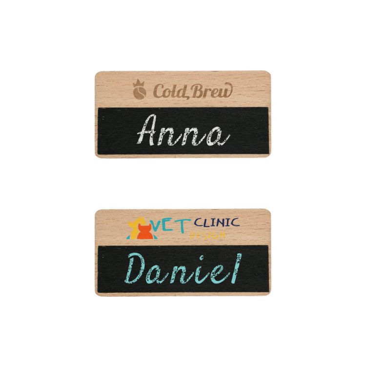 Picture of Erasable Wooden Chalkboard Name Badge