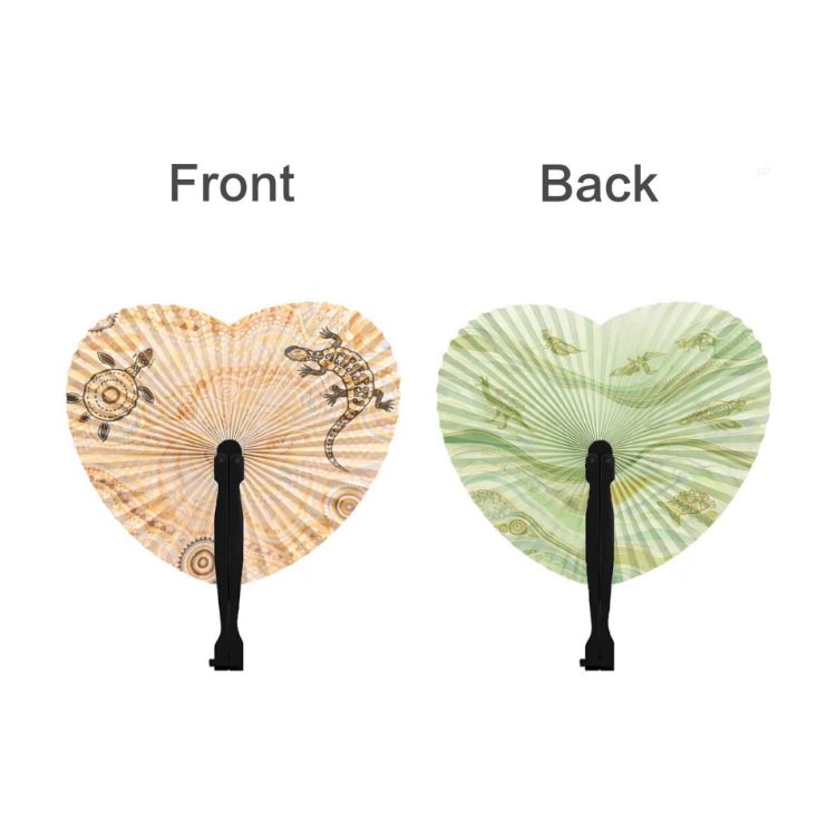 Picture of Heart Shape Plastic Handle Paper Fan