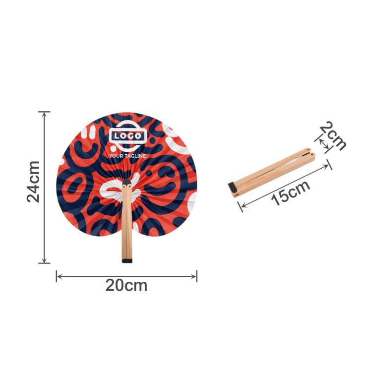 Picture of Peach Shape Wooden Paper Fan