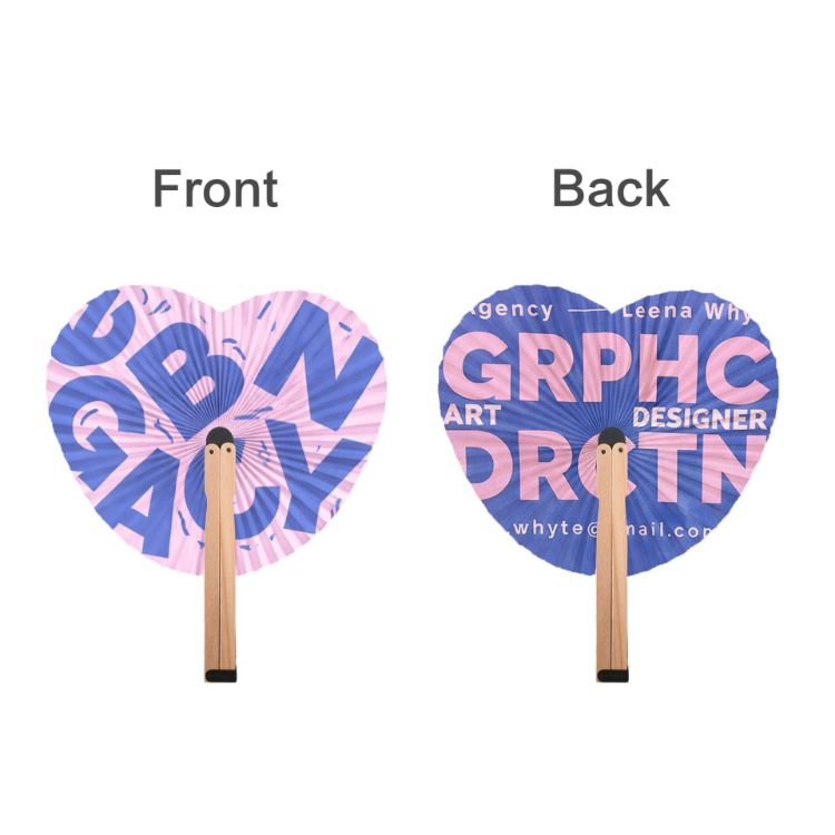 Picture of Heart Shape Wooden Paper Fan