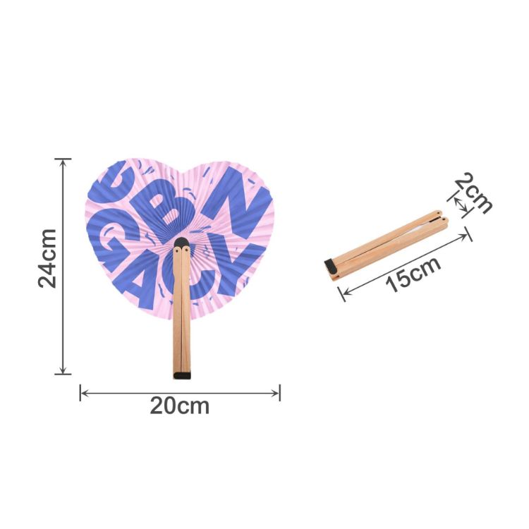 Picture of Heart Shape Wooden Paper Fan