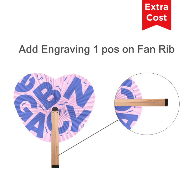Picture of Heart Shape Wooden Paper Fan