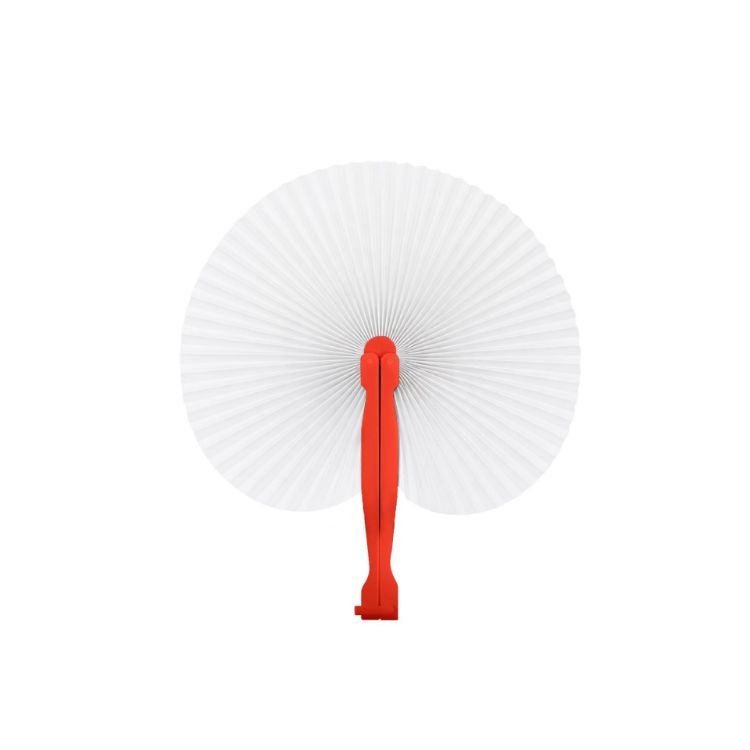 Picture of Peach Shape Plastic Handle Paper Fan