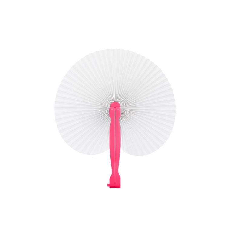 Picture of Peach Shape Plastic Handle Paper Fan