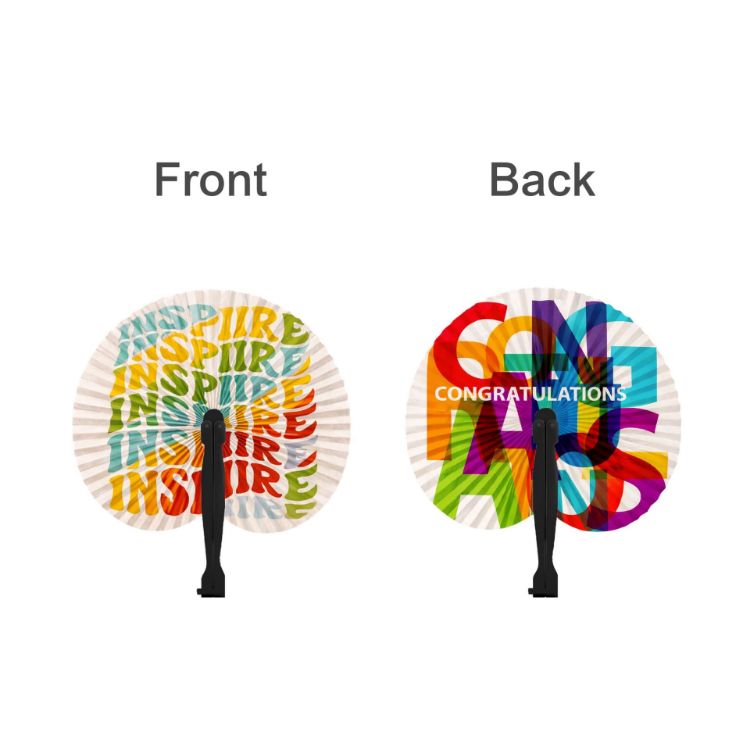 Picture of Peach Shape Plastic Handle Paper Fan