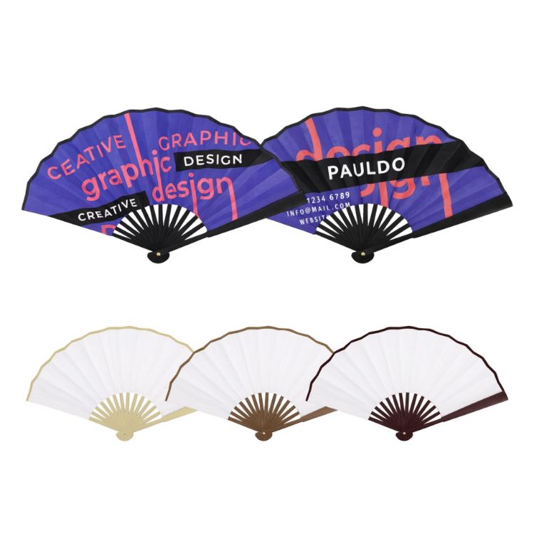 Picture of 8inch Bamboo Fabric Hand Fan