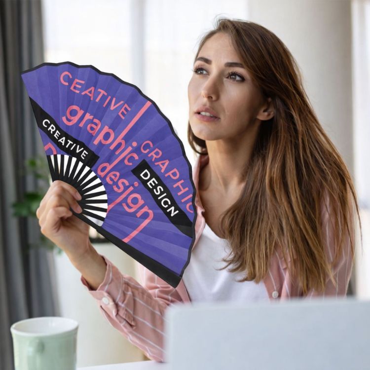 Picture of 8inch Bamboo Fabric Hand Fan