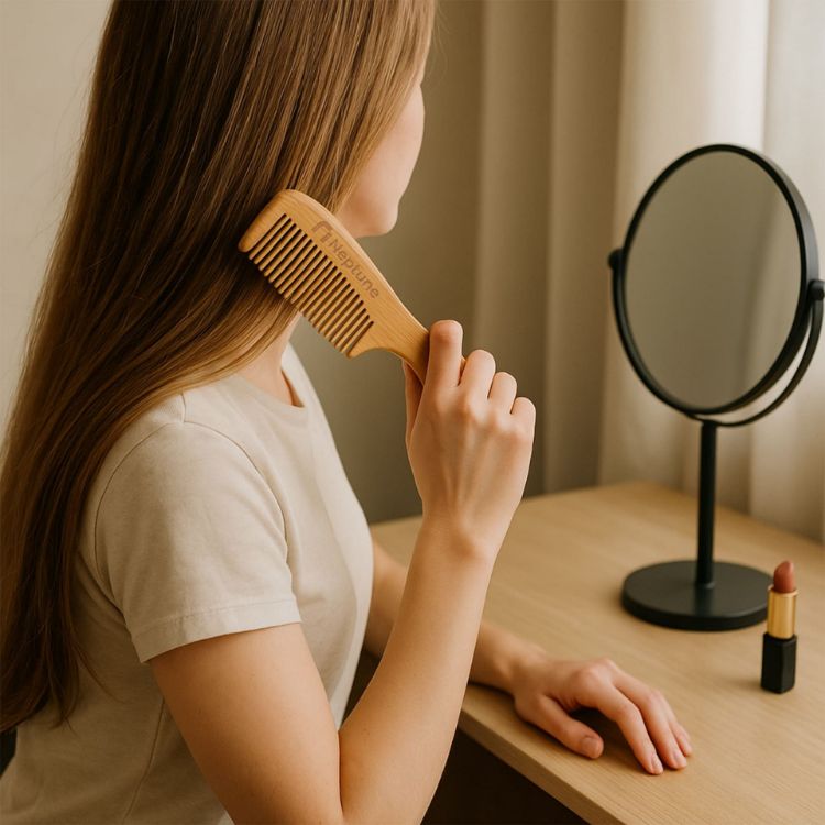 Picture of Natural Bamboo Comb With Handle