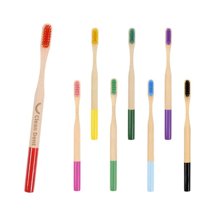 Picture of Large Round Handle Colorful Bamboo Toothbrush