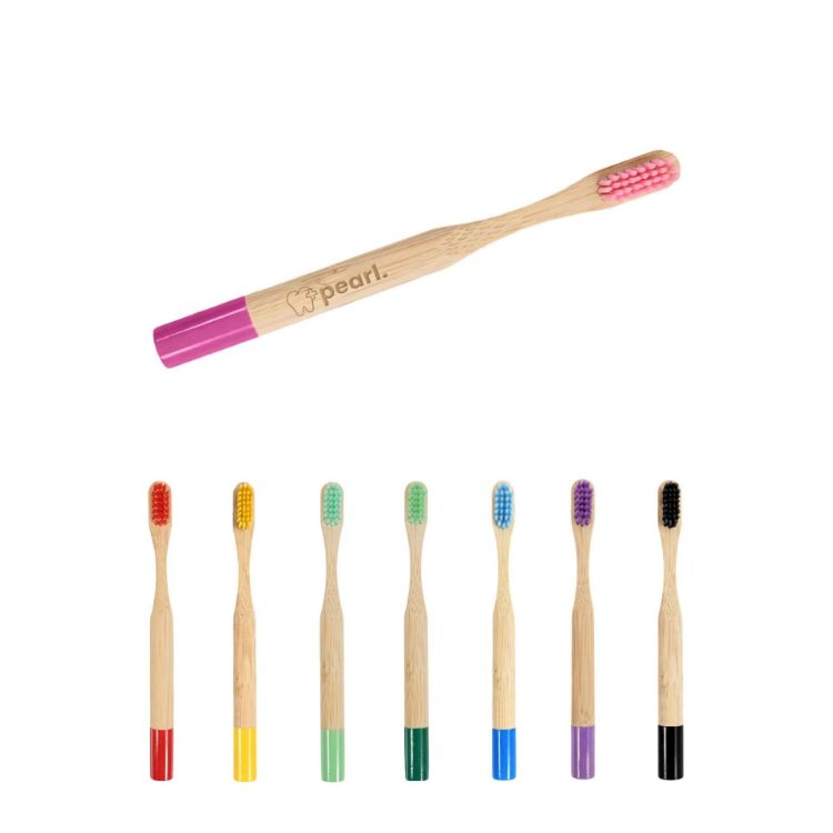 Picture of Small Round Handle Colorful Bamboo Toothbrush