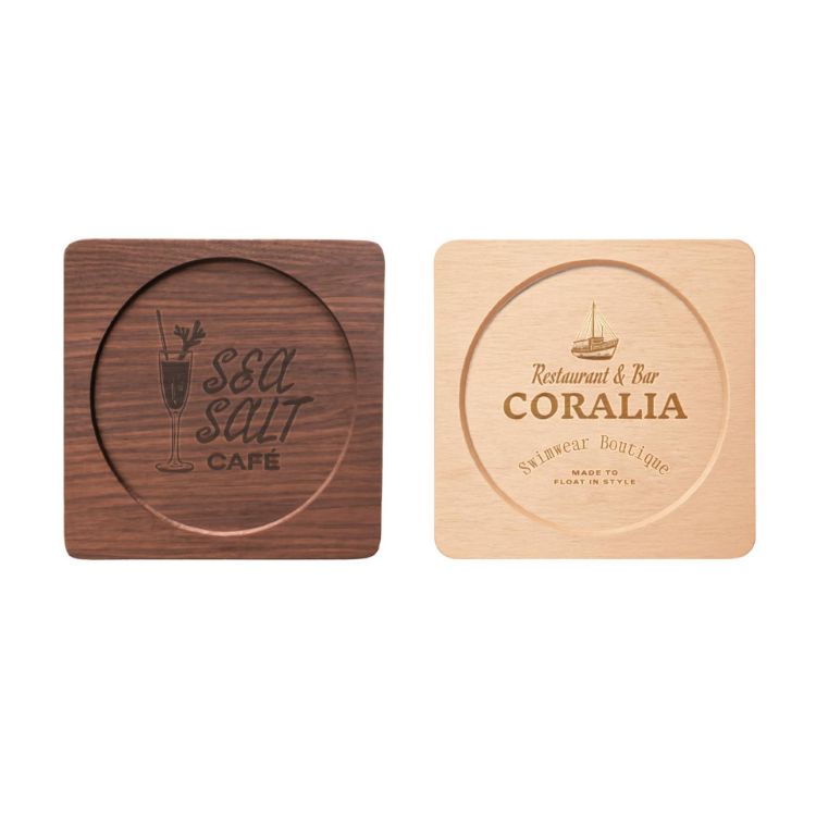 Picture of Square with Circular Center Wooden Coaster