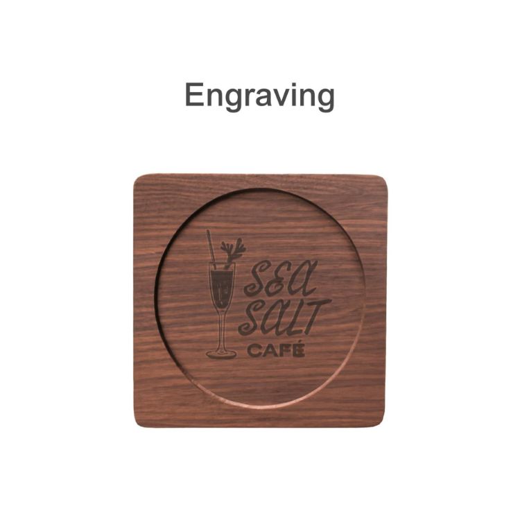 Picture of Square with Circular Center Wooden Coaster