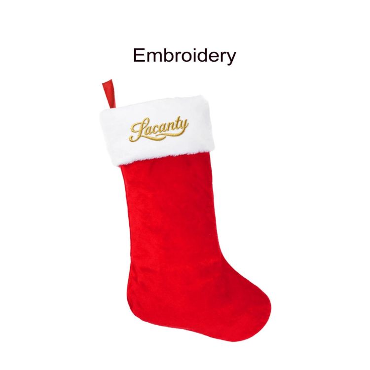 Picture of Red and White Embroidered Christmas Stocking