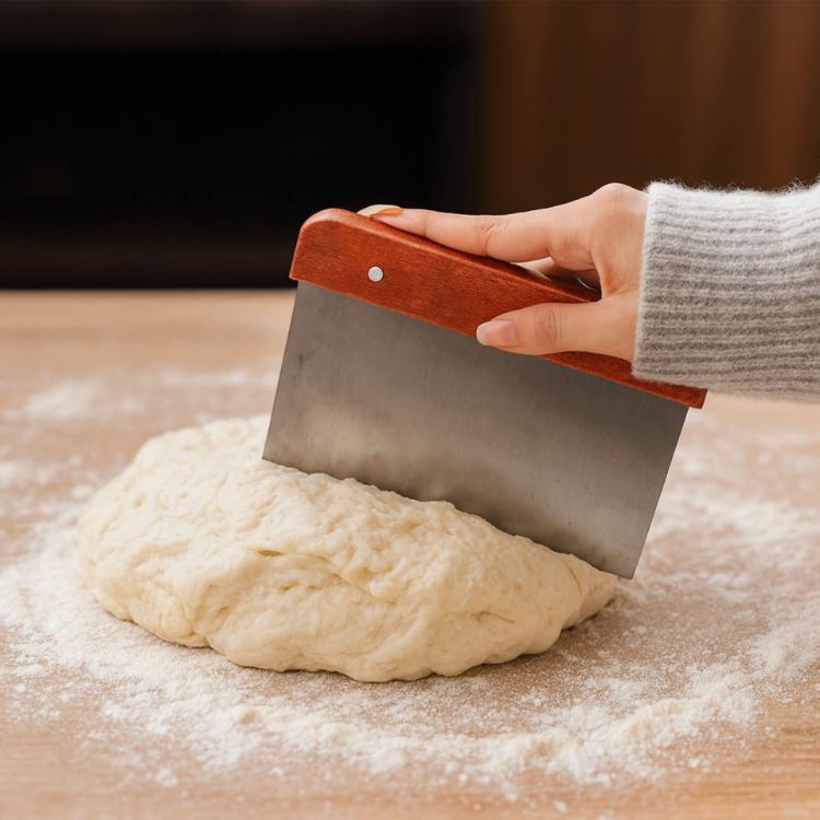 Picture of Stainless Steel Dough Scraper with Wood Handle