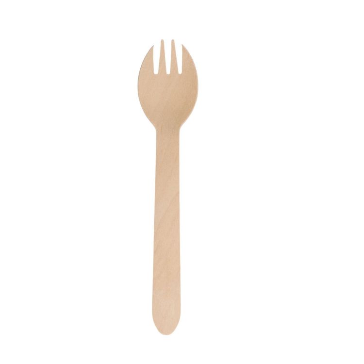 Picture of Pack of 100 Per Pack Disposable Wooden Cutlery - (Forks /Spoons/Knives/2 in 1 Spoon and fork)-(Big)