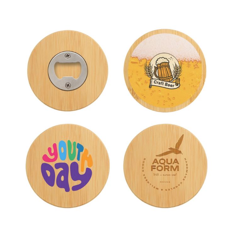 Picture of Round Bamboo Bottle Opener Coaster