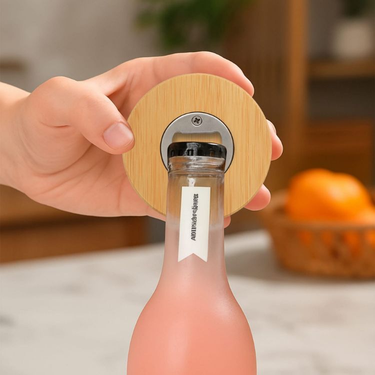 Picture of Round Bamboo Bottle Opener Coaster