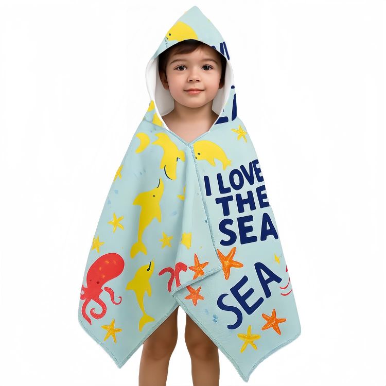 Picture of 100% Double-Sided Fleece Sublimation Kids Hooded Shawl