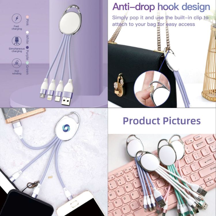 Picture of Macarons 3 in 1 Charging Cable with Keyring