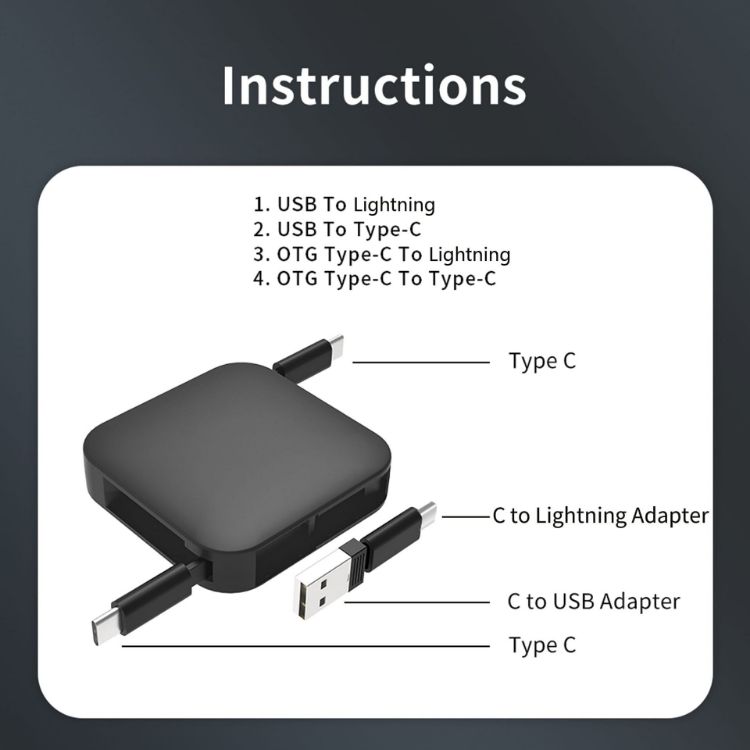 Picture of 60W 4-in-1 Retractable Charging Cable with Phone Stand