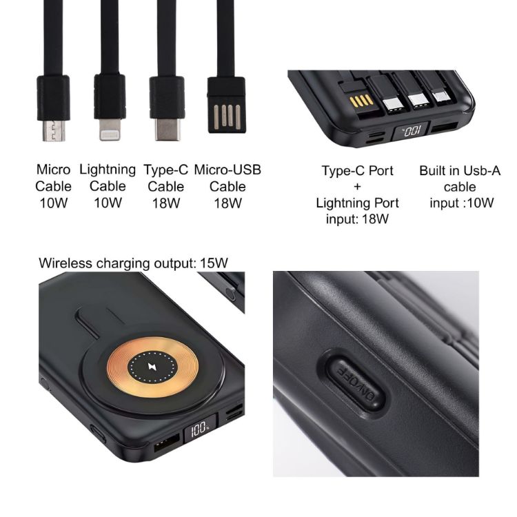 Picture of 10000mAh 6 in 1 Magnetic Wireless  Power Bank