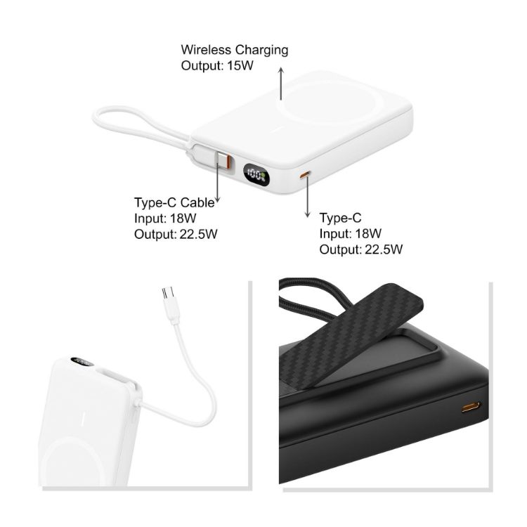Picture of 10000mAh Magnetic Wireless  Power Bank with Charging Cable