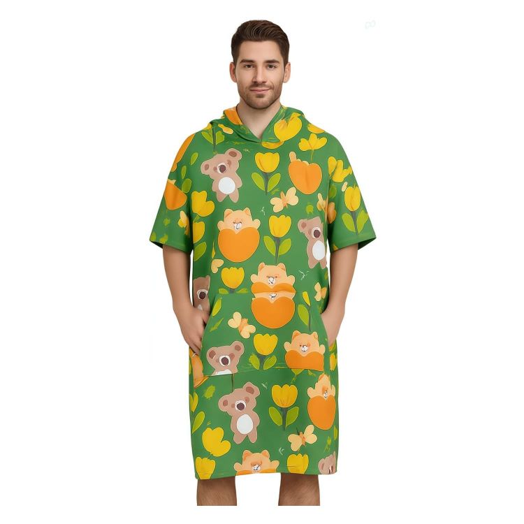 Picture of 100% Double-Sided Fleece Sublimation Adults Hooded Towel Poncho