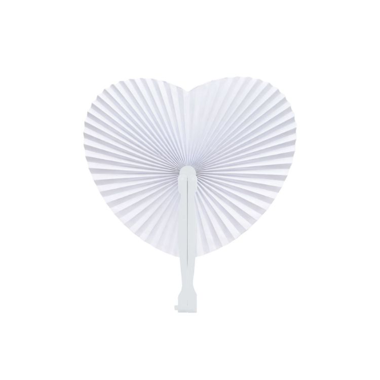 Picture of Heart Shape Plastic Handle Paper Fan