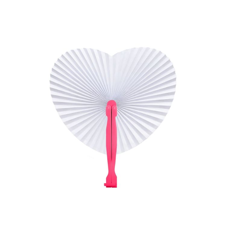 Picture of Heart Shape Plastic Handle Paper Fan