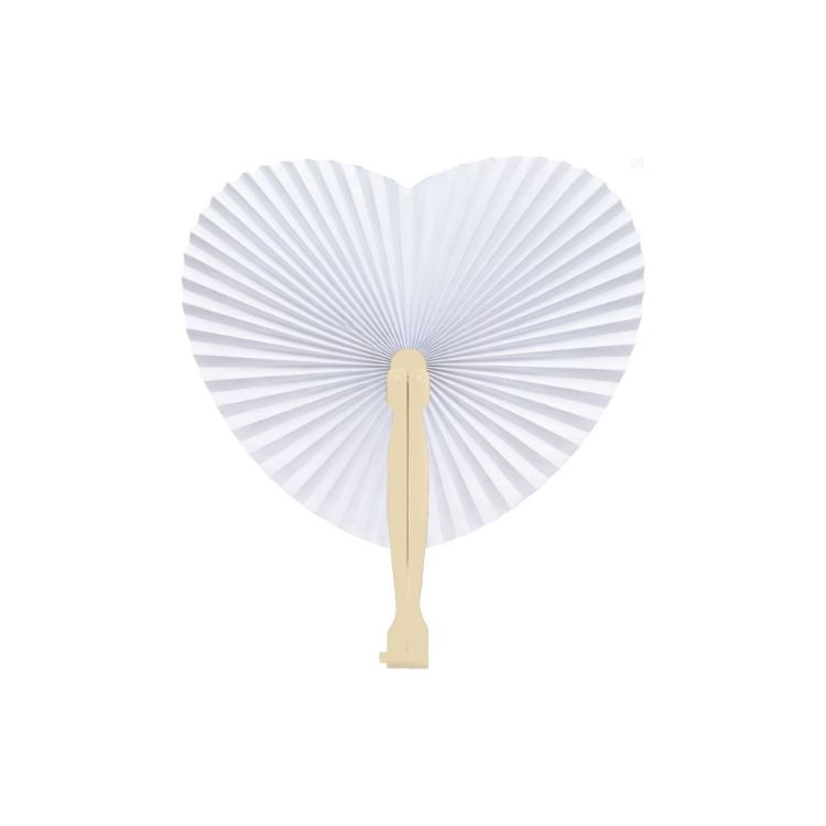 Picture of Heart Shape Plastic Handle Paper Fan