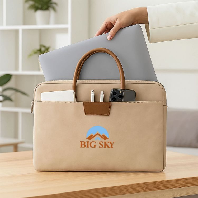 Picture of Suede PU Leather Laptop Bag