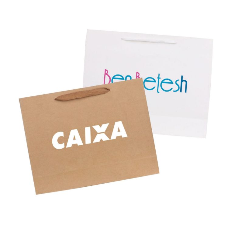 Picture of Large Crosswise Paper Bag with Fabric Flat Handle(320 x 250 x 110mm)