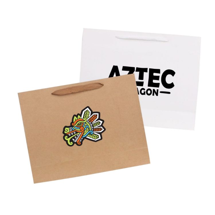 Picture of Medium Crosswise Paper Bag with Fabric Flat Handle(270 x 200 x 80mm)