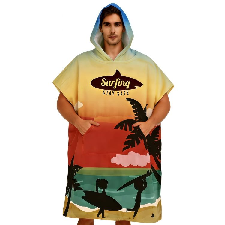 Picture of 100% Cotton Sublimation Hoody Towel Surf Poncho