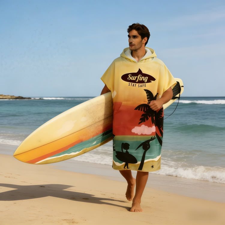 Picture of 100% Cotton Sublimation Hoody Towel Surf Poncho