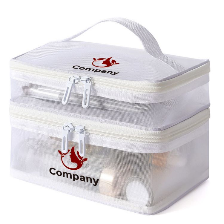 Picture of Nylon Mesh Sheer Double Layer Cosmetic Bag