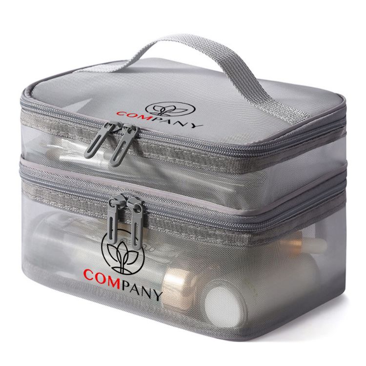 Picture of Nylon Mesh Sheer Double Layer Cosmetic Bag