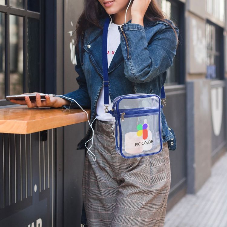 Picture of Clear Tote Bag with Zipper Closure Crossbody