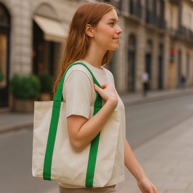 Picture of Custom Woven Handle Tote Bag