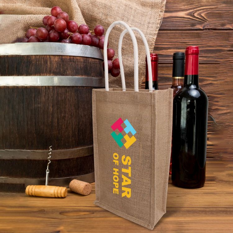 Picture of Jute Double Wine Carrier