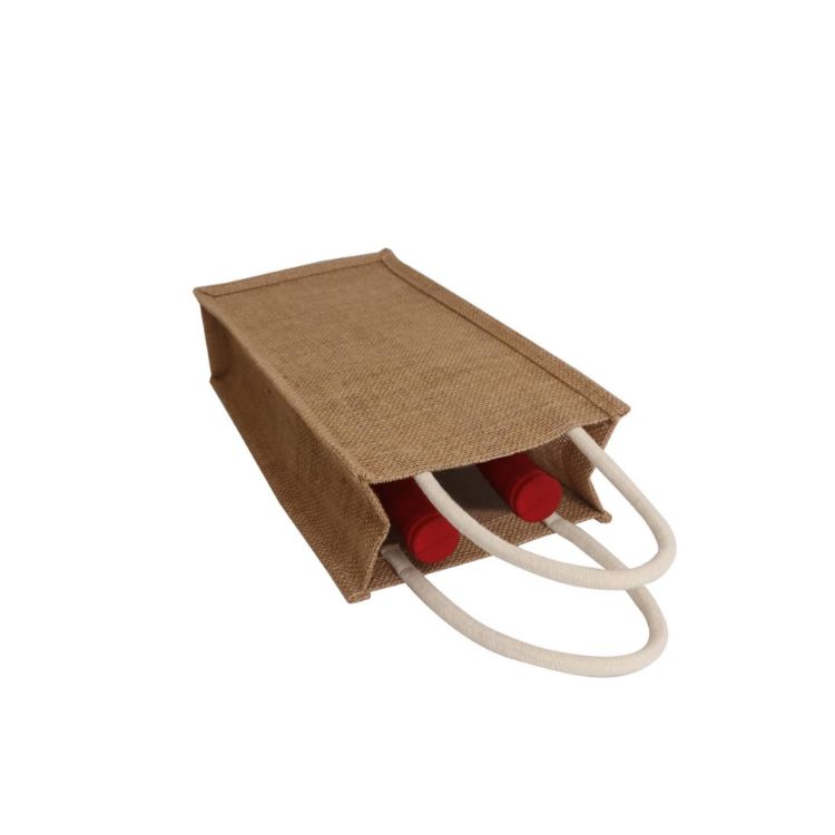Picture of Jute Double Wine Carrier with Window