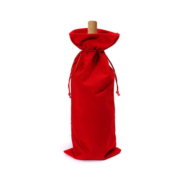 Picture of Drawstring Velvet Wine Bottle Bag