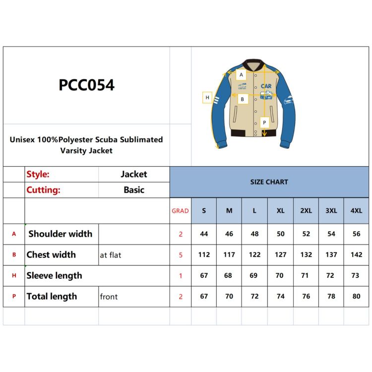 Picture of Unisex Polyester Scuba Sublimated Varsity Jacket
