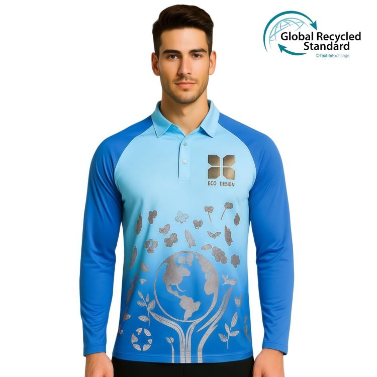 Picture of Unisex Adults RPET Milk Silk Sublimated Raglan Long Sleeves POLO