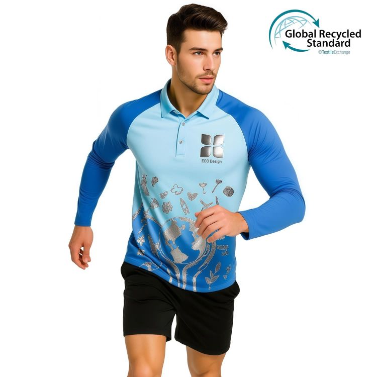 Picture of Unisex Adults RPET Milk Silk Sublimated Raglan Long Sleeves POLO