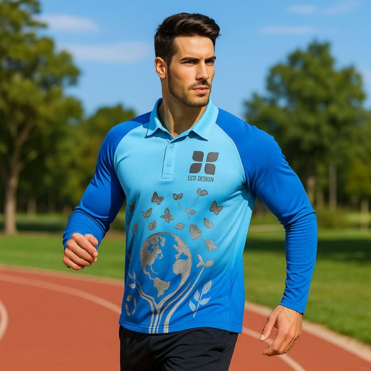 Picture of Unisex Adults RPET Milk Silk Sublimated Raglan Long Sleeves POLO