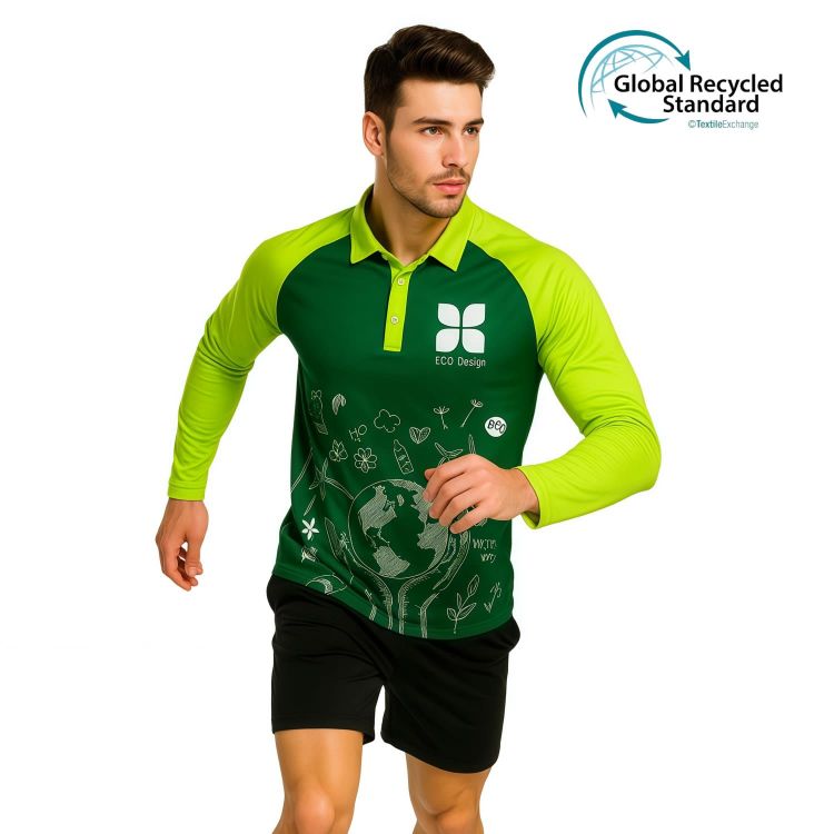 Picture of Unisex Adults RPET Micro Mesh Sublimated Raglan Long Sleeves POLO